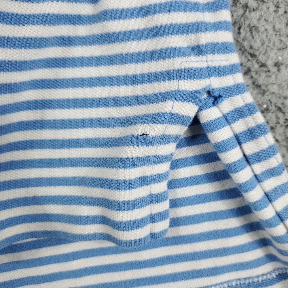 Ralph Lauren Polo Shirt Mens XL Blue Striped Pony Casual Short Sleeve DISTRESSED
